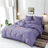 3 Pcs Cross Pleated Duvet Set - Plum